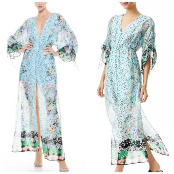 Alice + Olivia Floral Maxi Dress Size 2 Multicolor Garden Party Wedding Guest - Picture 14 of 14